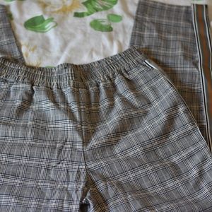 Plaid Trousers with stripe detailing down the side
